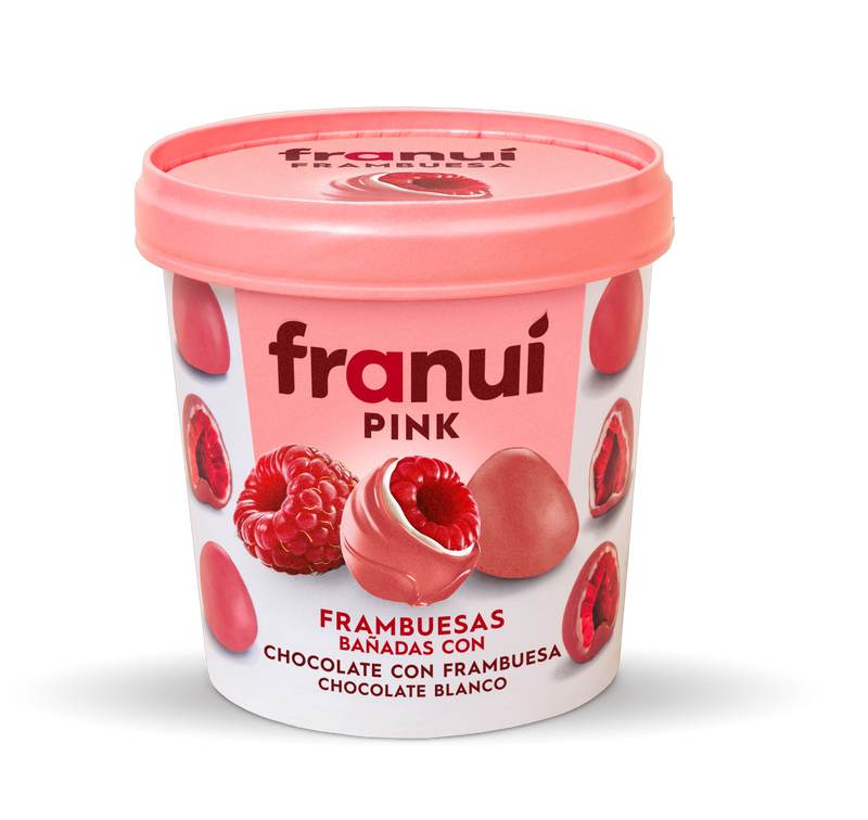 FRAMBUESAS CONGELADAS FRANUÍ CHOCOLATE BLANCO Y POLVO DE FRAMBUESA 150 GR.