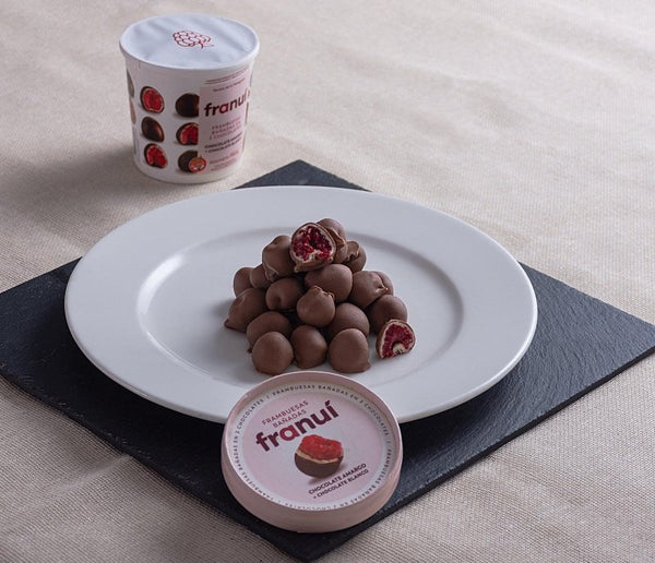 FRAMBUESAS CONGELADAS FRANUÍ CHOCOLATE BLANCO Y AMARGO 150 GR. - La Carniceria Virtual
