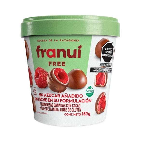 FRAMBUESAS CONGELADAS FRANUÍ FREE CHOCOLATE BAJO EN AZUCAR Y POLVO DE FRAMBUESA. - La Carniceria Virtual