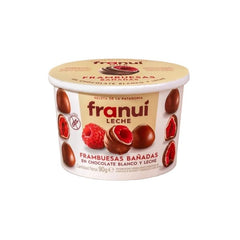 FRAMBUESAS CONGELADAS FRANUÍ LECHE CHOCOLATE BLANCO Y CHOCOLATE CON LECHE 90 GR. - La Carniceria Virtual