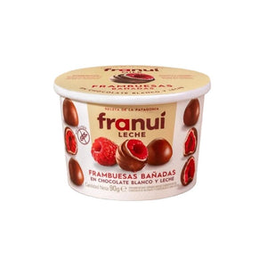 FRAMBUESAS CONGELADAS FRANUÍ LECHE CHOCOLATE BLANCO Y CHOCOLATE CON LECHE 90 GR. - La Carniceria Virtual