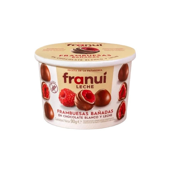 FRAMBUESAS CONGELADAS FRANUÍ LECHE CHOCOLATE BLANCO Y CHOCOLATE CON LECHE 90 GR. - La Carniceria Virtual
